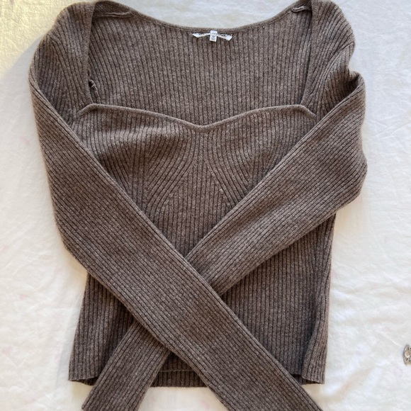 Reformation Brown/Cocoa Glenna Cashmere Sweater Size M | Luxury Quiet Elegance! - Picture 4 of 11